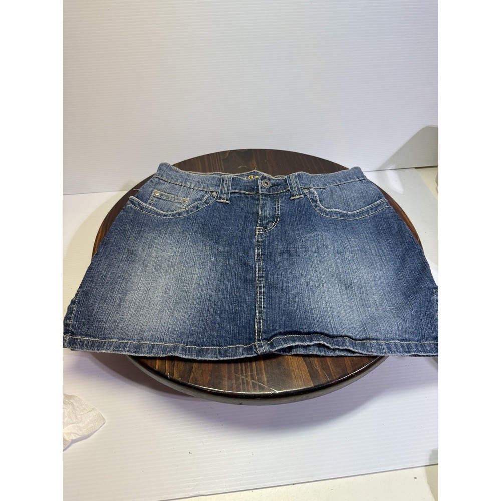 Y2K Hydraulic Micro Mini Skirt Denim Jean Skirt W/Side Vents  ButtonZip Size 7/8